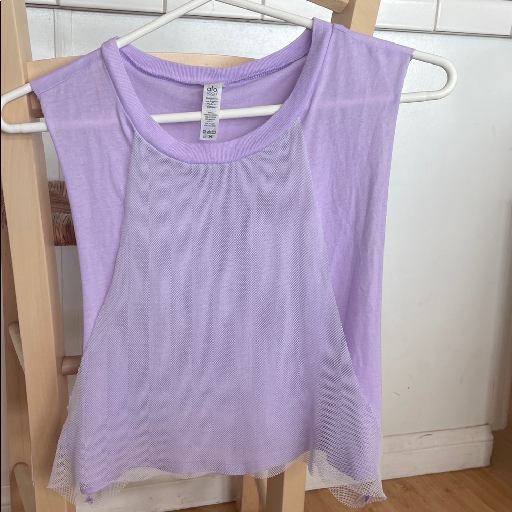 ALO Yoga Lavender Mesh Muscle Tee